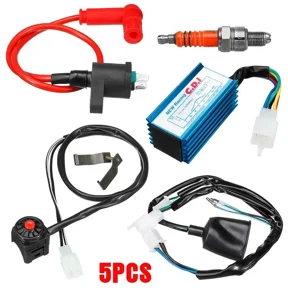Motorcycle CDI Ignition Coil Starter Switch Spark Plug Wiring Harness Kit 50cc-140cc Scooter ATV Quad