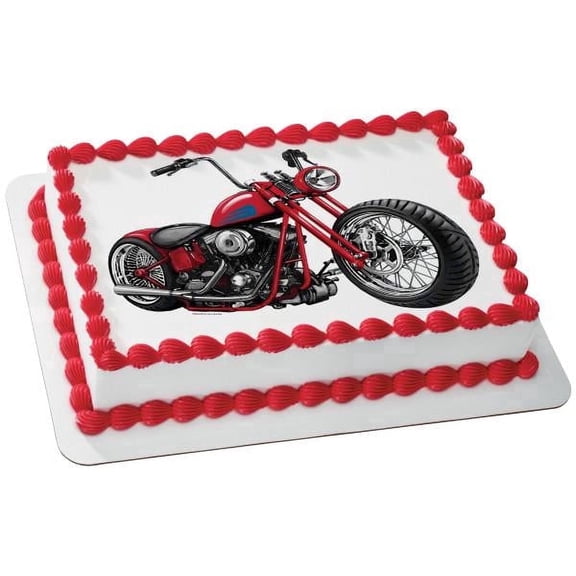 Motorcycle Edible Image Cake Topper for Quarter Sheet Cake, By TNCT. (1 Count)