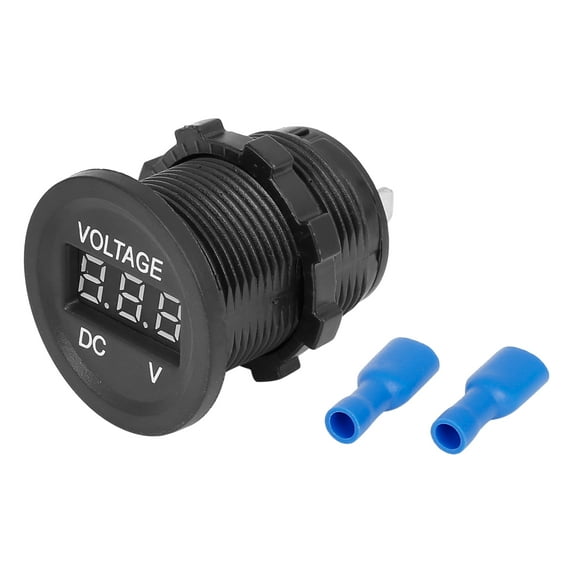 Motorcycle Car Boat Waterproof DC 12V 24V Voltmeter Blue LED Light Digital Display Panel