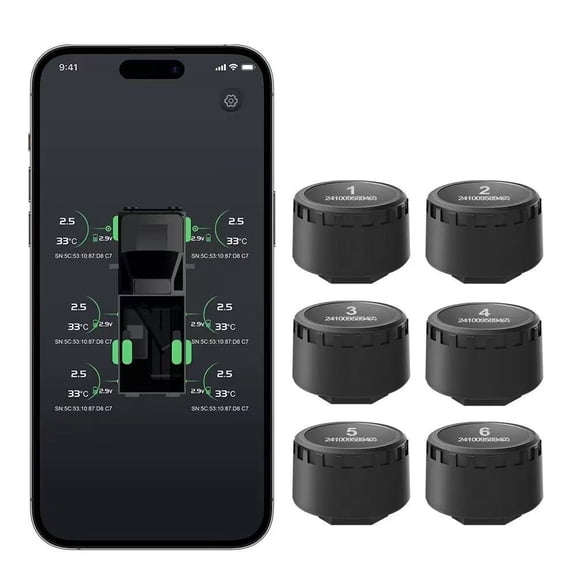 Motorcycle & Car Mobile App 6-Wheel Bluetooth Tire Pressure Monitoring System TPMS