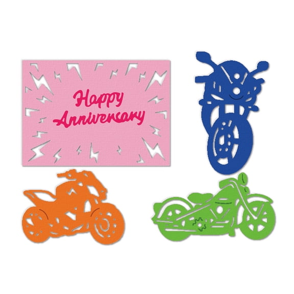 Motorcycle Carbon Steel Cutting Dies Stencils for DIY Scrapbooking Photo Album Decorative Embossing Paper Card Vehicle 67~120x72~143x0.8mm 4pcs/set Carbon Steel