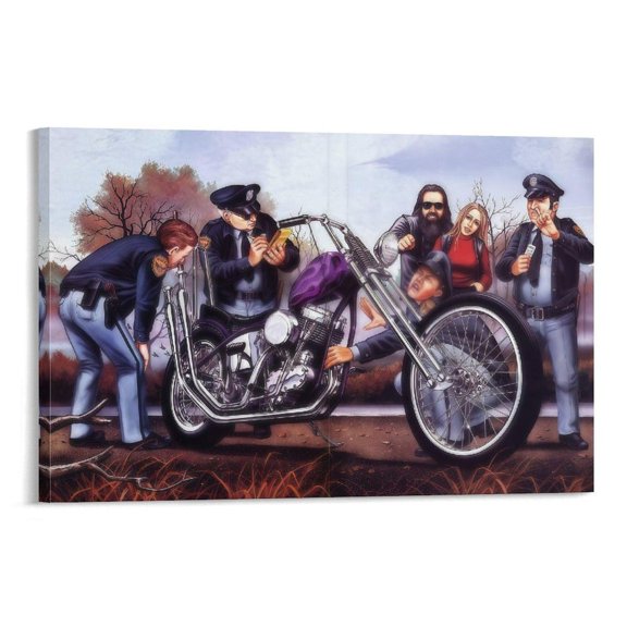 Motorcycle Cartoon Garage Scene Wall Art Decor Unframed Paper Print