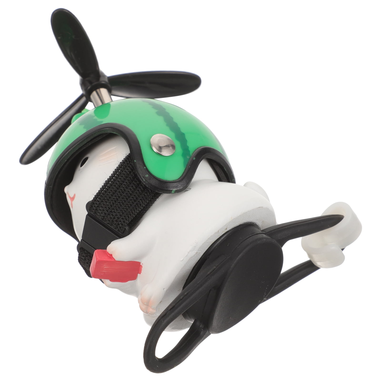 Motorcycle Cat with Propeller Helmet Figurine Decoration Bike Handlebar Decor