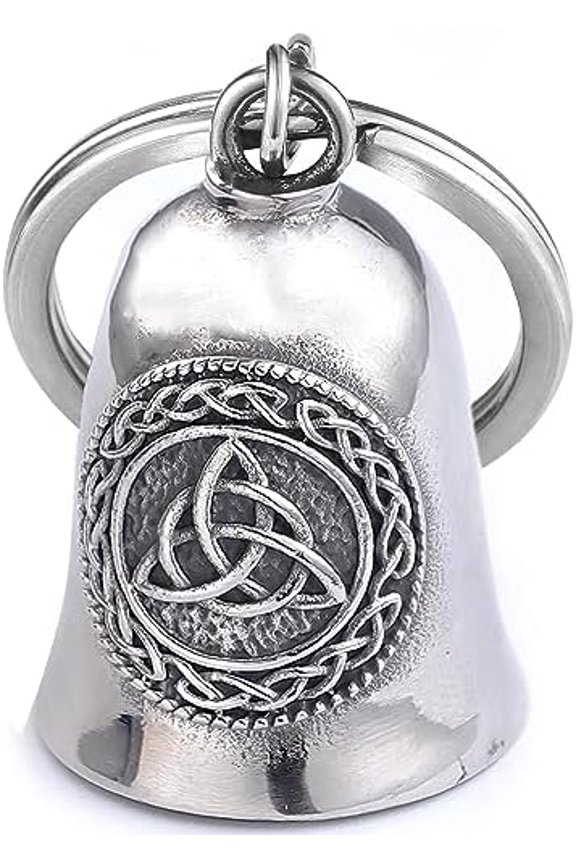 Motorcycle Celtic Bell - Motorcycle Key Chain The Evil Road Spirits of The Road Will be trapped in The Bell Silver
