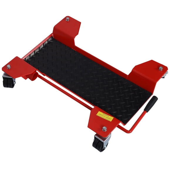 Motorcycle Center Stand Move Dolly, 500lbs Capacity Scooter Mover with 360 Degree Casters for Garage Storage, Red Metal Dolly Plate 22x16.7 Inches