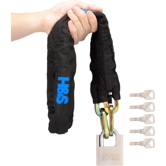 Motorcycle Chain Lock 10 mm x 1.2 m Chain Lock with 5 Keys Bicycle Locks Bike Lock Steel Chain Bicycle Lock with Key E Bike Safety Chain