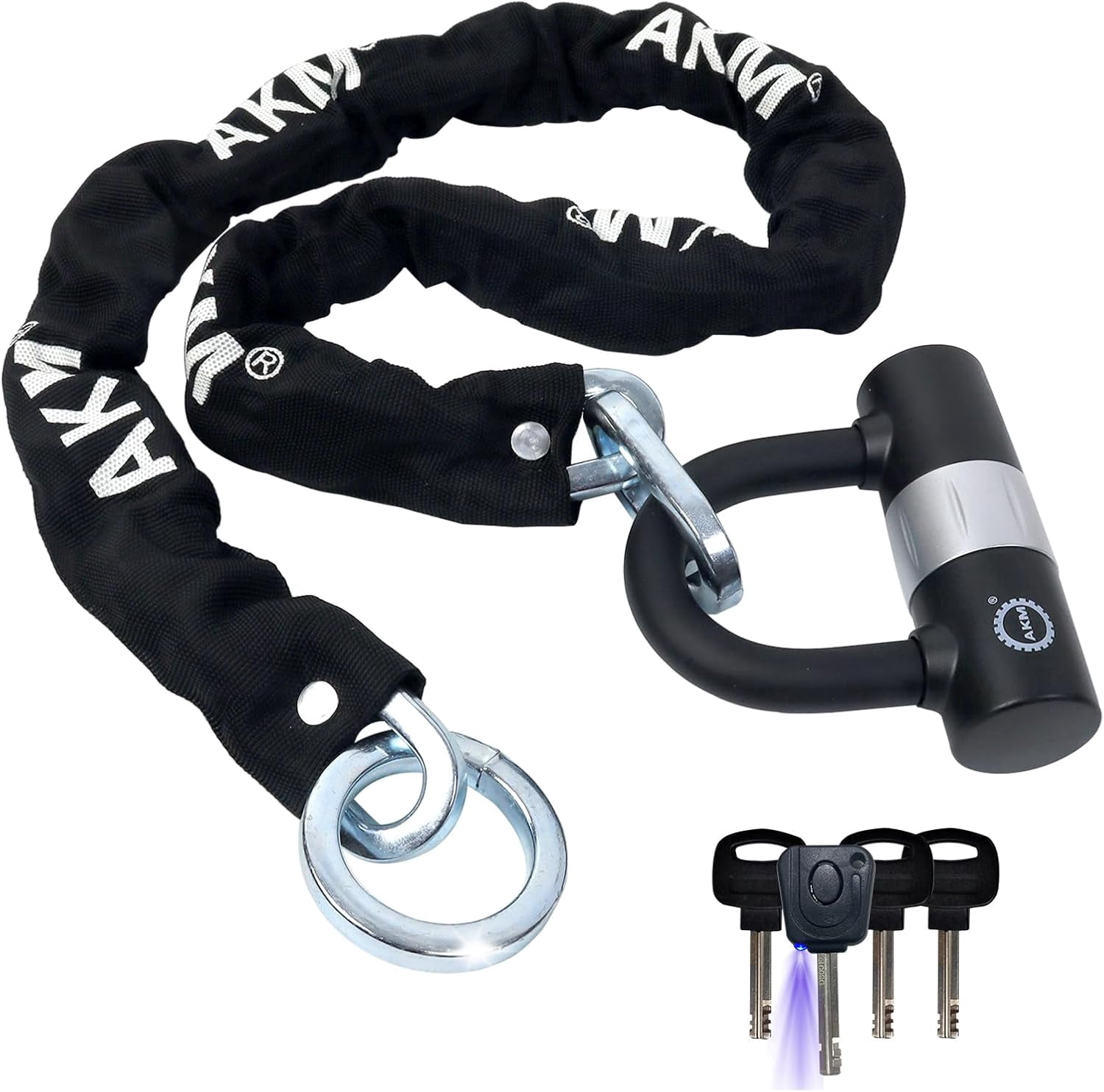 Motorcycle Chain Lock 150cm/5ft Heavy Duty Bike Chain Lock Anti-Theft Cutproof 12mm Thick Security Bicycle Chain Lock with 4Keys 16mm U Lock Disc Lock for Moped,Motorcycle,Gate