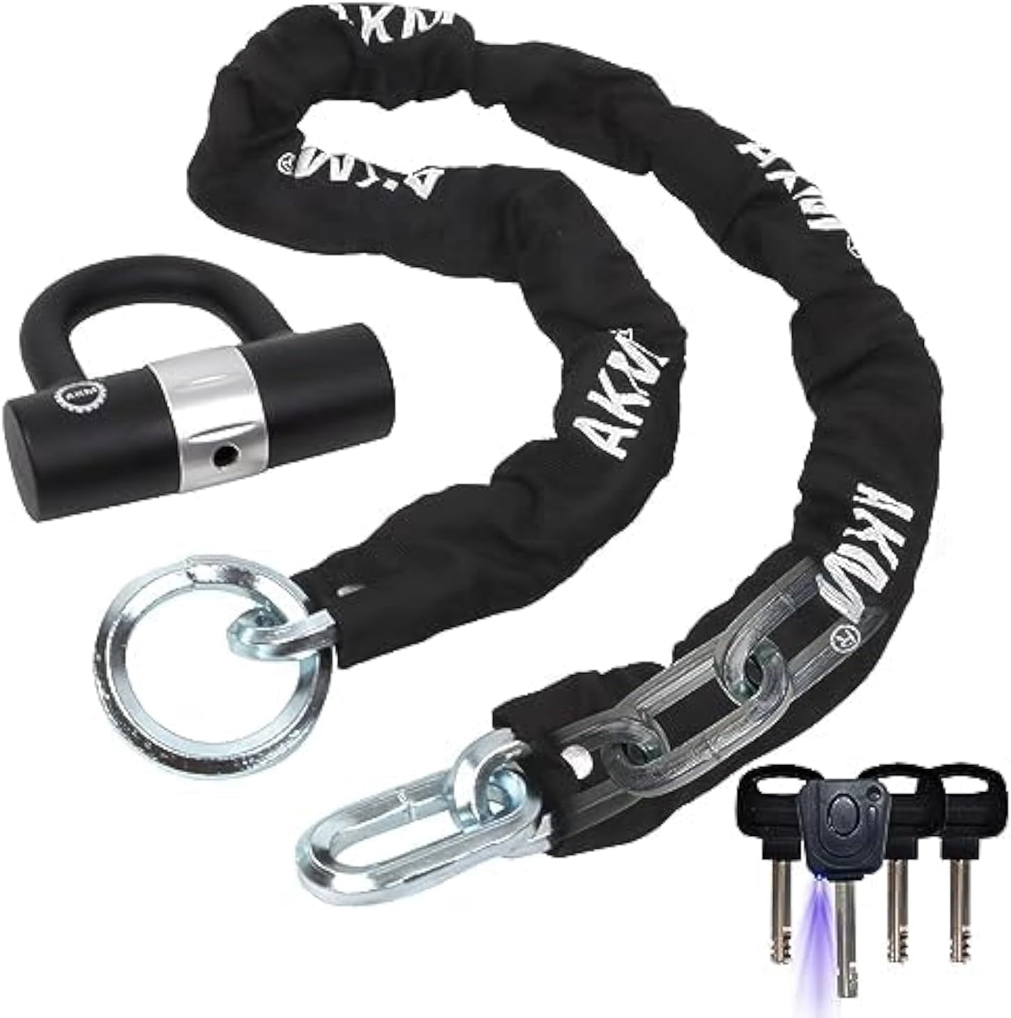 Motorcycle Chain Lock 150cm/5ft Heavy Duty Bike Chain Lock Anti-Theft Cutproof 12mm Thick Security Bicycle Chain Lock with 4Keys 16mm U Lock Disc Lock for Moped,Motorcycle,Gate