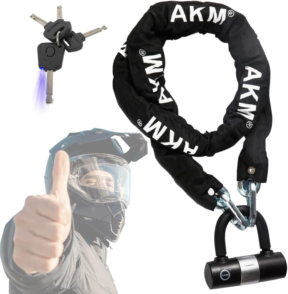 Motorcycle Chain Lock 150cm/5ft Heavy Duty Bike Chain Lock Anti-Theft Cutproof 12mm Thick Security Bicycle Chain Lock with 4Keys 16mm U Lock Disc Lock for Moped,Motorcycle,Gate