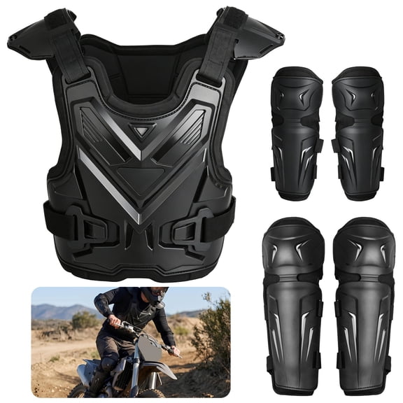 Motorcycle Chest Protector For Adults, Motocross Body Armor Kit With Elbow And Knee Protection, ATV Dirt Bike Riding Gear