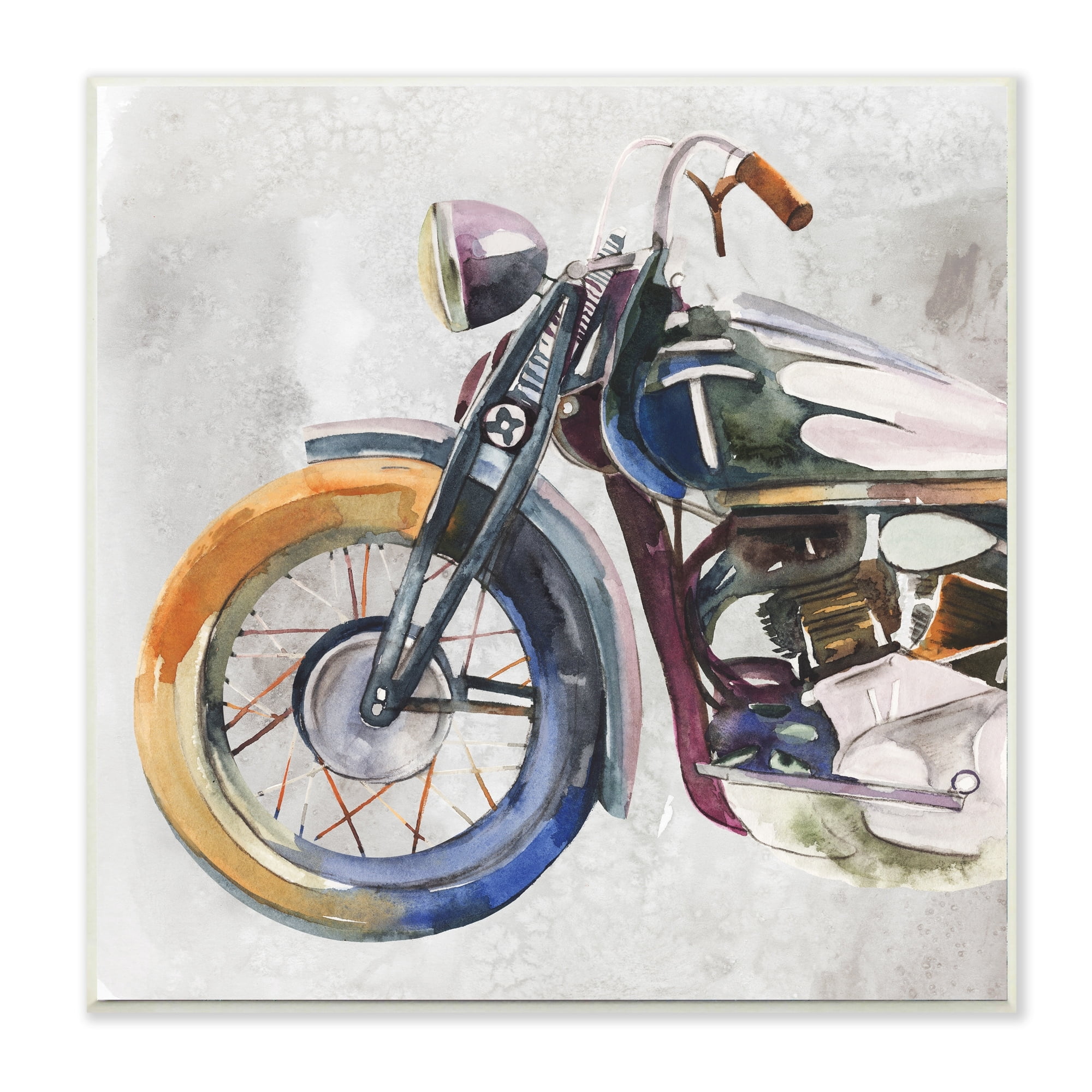 Stupell Industries Motorcycle Chopper Bike Expressive Watercolor Tones,12 x 12,Designed by Annie Warren