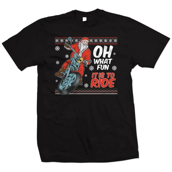Motorcycle Christmas T Shirt - Santa Claus Biker T Shirt