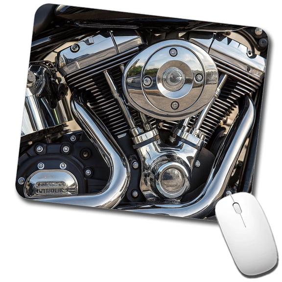 Motorcycle Chrome Engine Close-up Mouse Pad Low Profile Gaming Mat