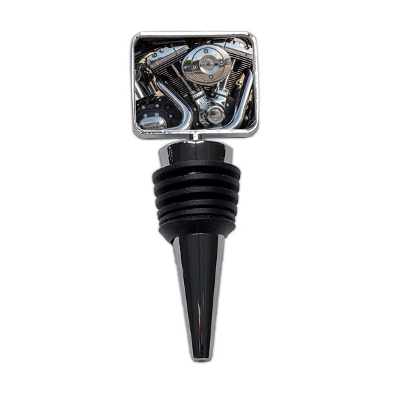 Motorcycle Chrome Engine Close-up Wine Bottle Stopper Cap Plug