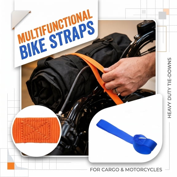 Motorcycle Circular Webbing Hook Strap Heavy-Duty Adjustable Luggage Cargo Binding Rope for Motorcycles Trolleys and Outdoor Travel Durable Nylon Webbing with Secure Metal Hook,Blue