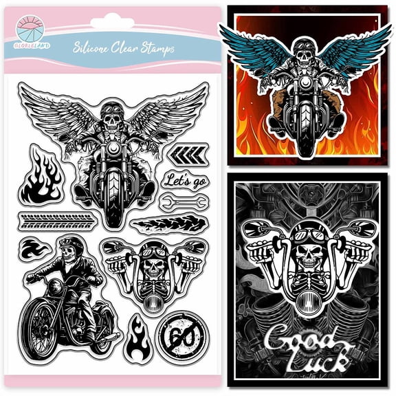 Motorcycle Clear Stamp for Scrapbooking Wings Silicone Stamps Transparent Stamp for Card Making DIY Scrapbooking