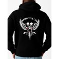 thumbnail image 1 of Motorcycle Club Hoodie graphic hoodies skeleton for men machine washable black Warm and lightweight, suitable for winter sports and casual wear aesthetic fire 3d Retro Unisex Shirt Cotton tshirts, 1 of 7