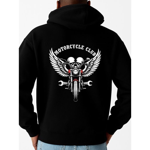 Motorcycle Club Hoodie graphic hoodies skeleton for men machine washable black Warm and lightweight, suitable for winter sports and casual wear aesthetic fire 3d Retro Unisex Shirt Cotton tshirts