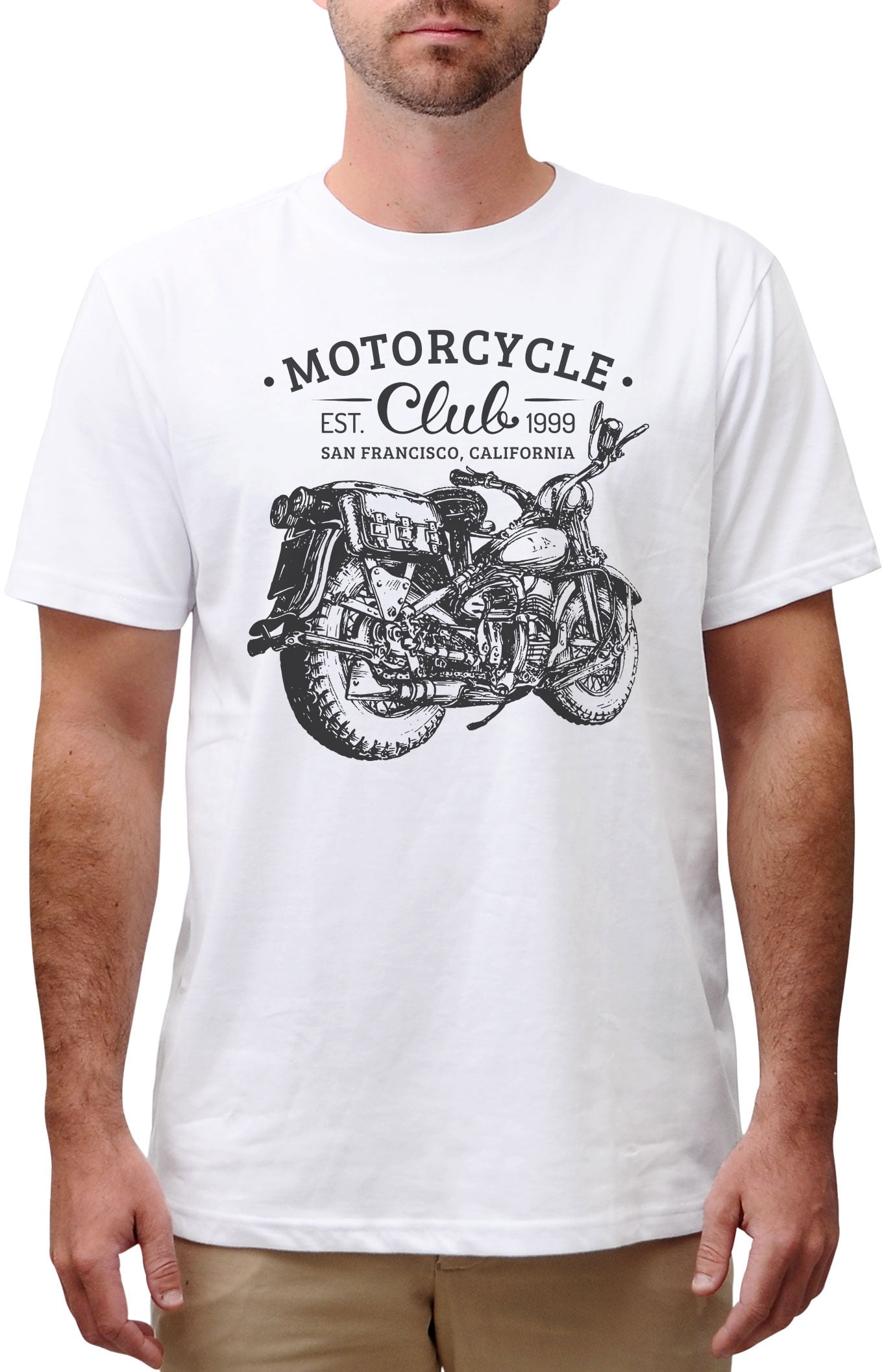 Motorcycle Club Printed Cotton Short Sleeves Round neck Men