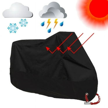 Motorcycle Cover, All Season Universal Quality Waterproof Sun Outdoor Protection Moped Bike Vehicle Cover with Lock-Holes Storage Bag