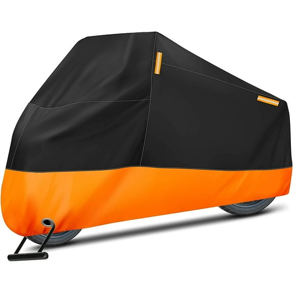 Motorcycle Cover,All Weather Protection Heavy Duty,Outdoor Waterproof Storage Side Motorcycle Cover,Portability,with Lockholes and Reflective Tape,3XL
