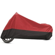 Motorcycle Cover Motorbike Cover All Season Universal Waterproof Rain Dust Sun Outdoor Protection 180T XXL Black Red