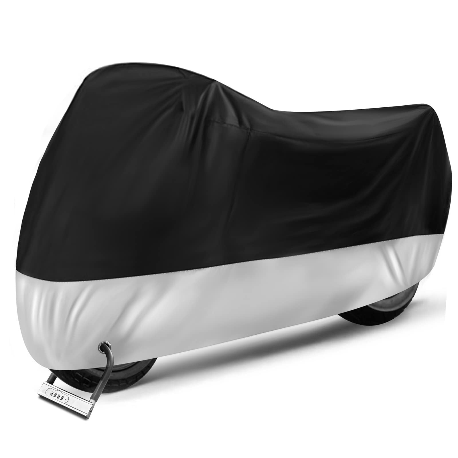 Motorcycle Cover,Motorbike Cover All Season Universal Weather Waterproof Sun Outdoor Protection with Lock-Holes & Storage Bag,XXL Motorcycles Vehicle Cover