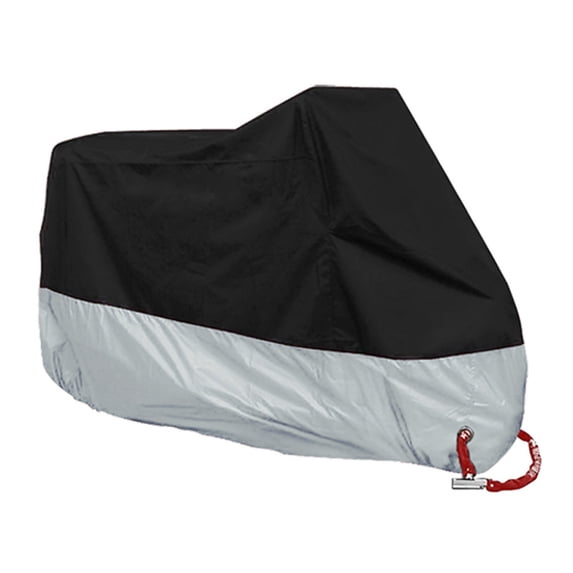 Motorcycle Cover,Motorbike Cover Universal Weather Waterproof Sun Protection with Lock-Holes & Storage Bag - Silver