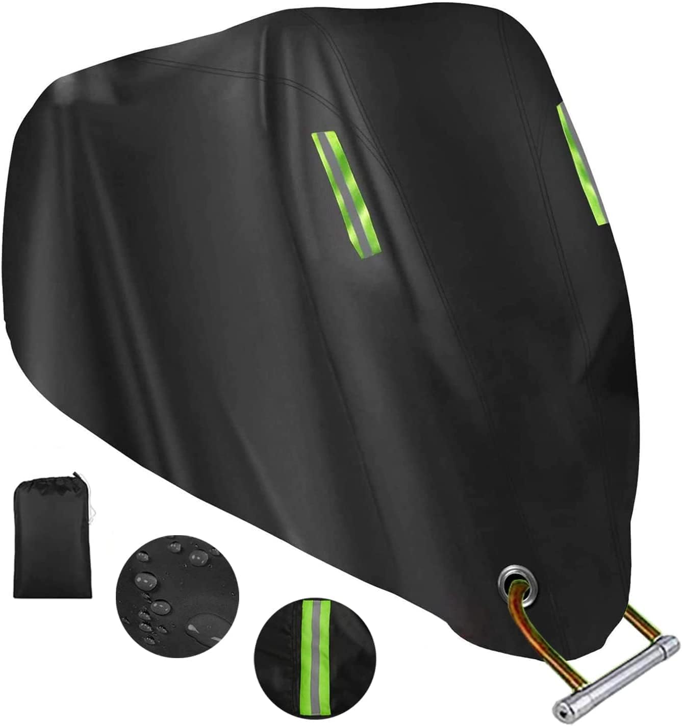 H&W Heavy Duty Waterproof Motorcycle Cover With Reflective Stripes - Universal Fit Up To 96"