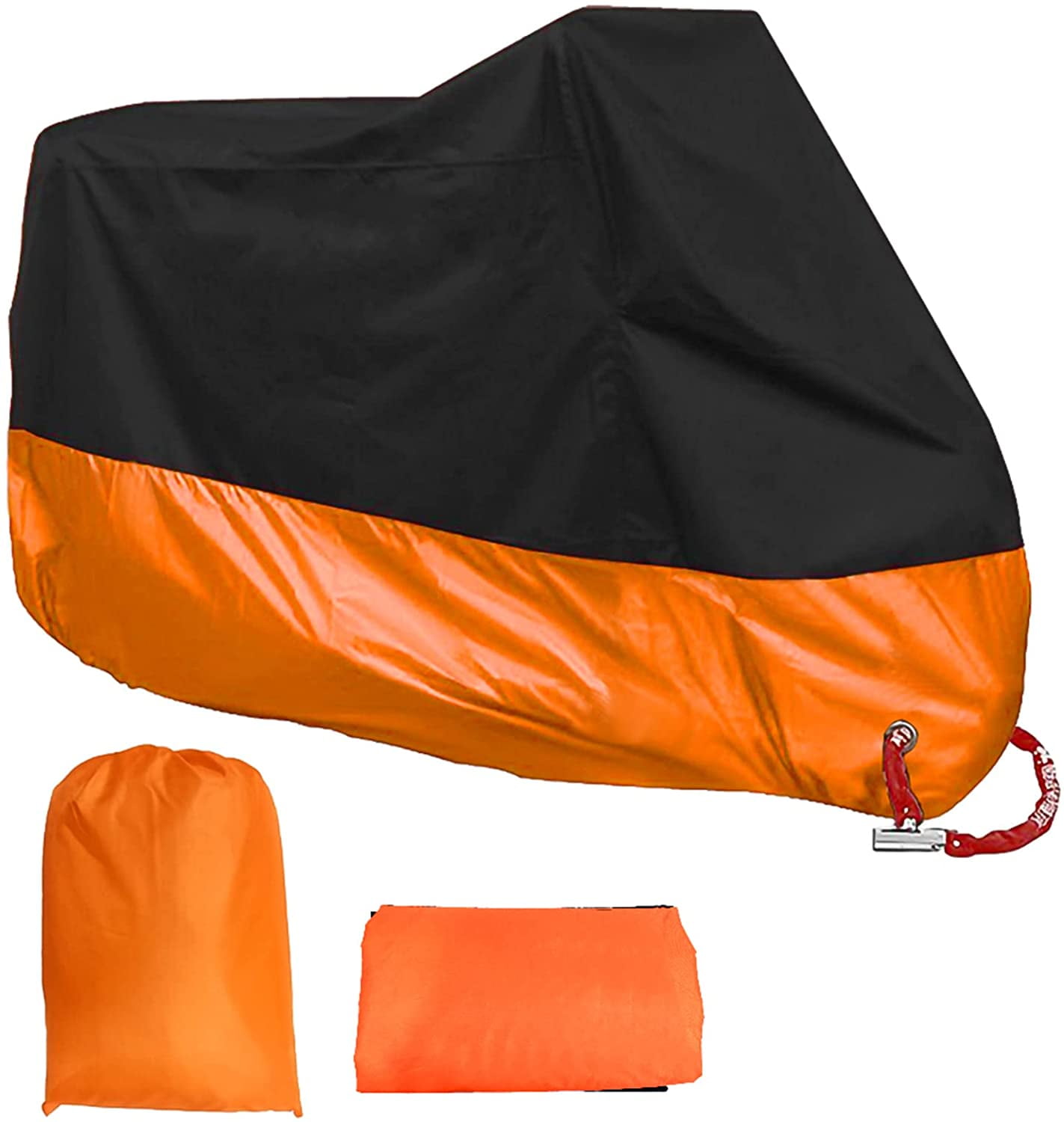Motorcycle Cover, All Season Waterproof Outdoor Dustproof Durable Vehicle Cover with Lock Holes Fits for Harley Davidson, Honda, Suzuki,Yamaha and More