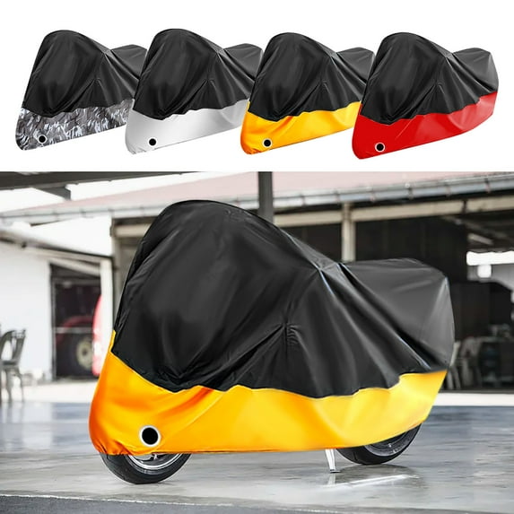 Motorcycle Cover All Season Weather Outdoor Waterproof Protection 190T Thick Scooter -border Rainproof Sunscreen Coated Cloth Motorcycle Clothes Black Motorcycle Clothes