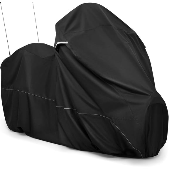 Motorcycle Cover with Side Top Box Compatible with Harley Davidson Touring Ultra Limited Street Glide Road Glide Electra Glide, Waterproof Motorcycle Cover Outdoor Storage All Weather