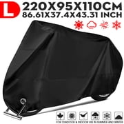 Motorcycle Cover Waterproof All Weather Universial Windproof UV Resistant Outdoor Protection with Lockholes, Black, L 87x37x43 inch