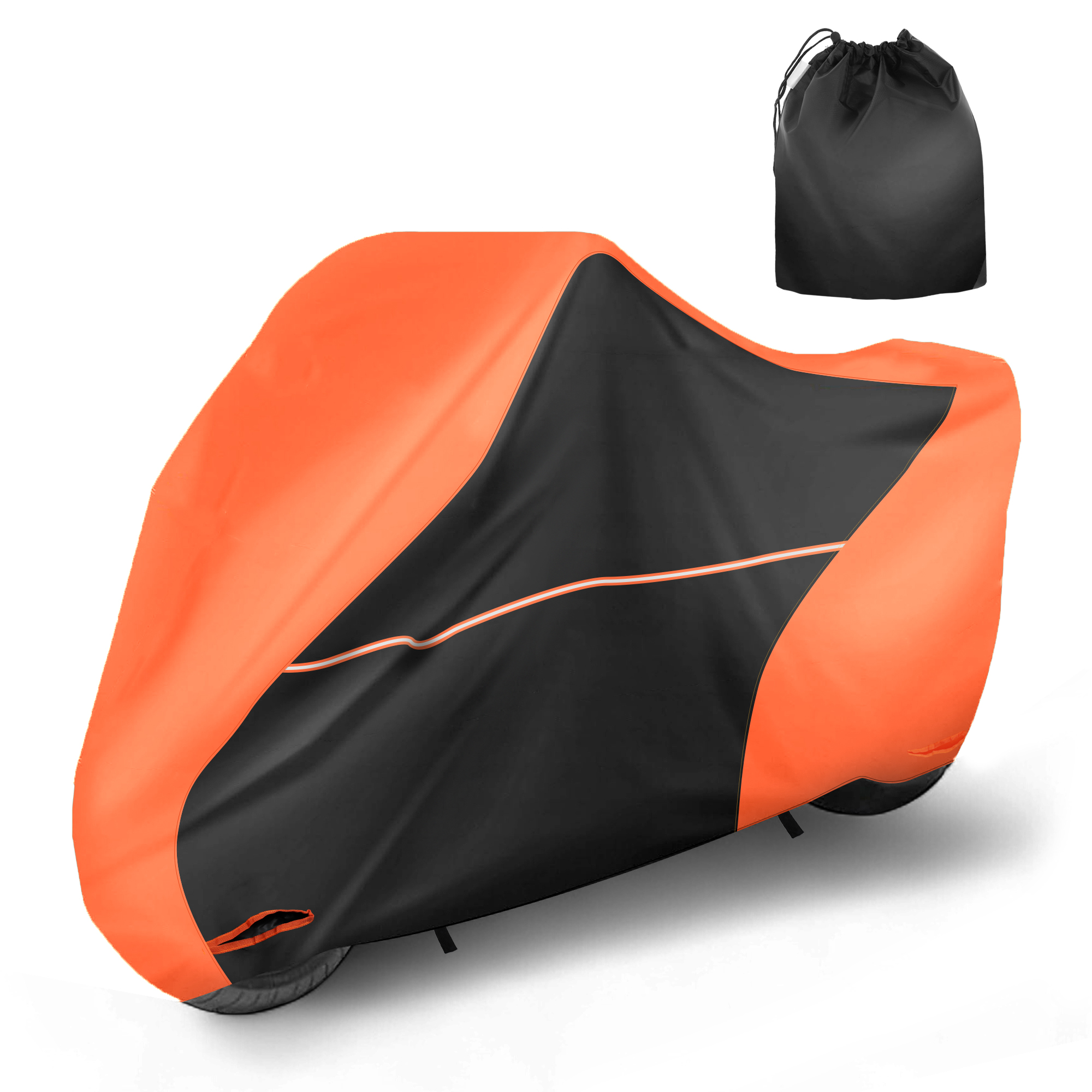 Motorcycle Cover Waterproof Outdoor 300D Oxford Heavy Fabric Scooter Cover Motorbike Cover with Lock-Hole All Weather Protection Orange Fits Up to 220cm/87"