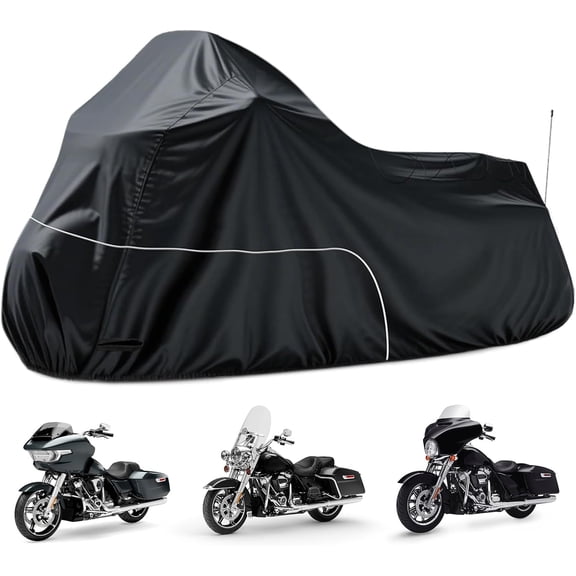 Motorcycle Cover fits for Harley Davidson Road King Road Glide Electra Glide Low Rider-ST HD Goldwing, All Weather Cruiser Motorcycle Cover, Black