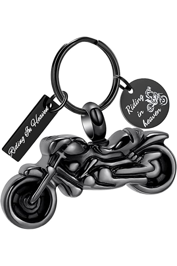 Motorcycle Cremation Urn Pendant Key chain, Stainless Steel Jewelry Memorial Ashes Keepsake Ashes Keepsake Urn Key Ring
