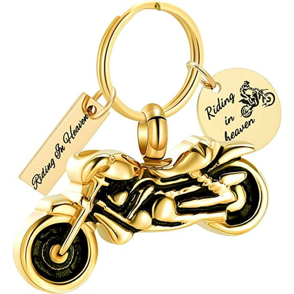 Motorcycle Cremation Urn Pendant Key chain, Stainless Steel Jewelry Memorial Ashes Keepsake Ashes Keepsake Urn Key Ring
