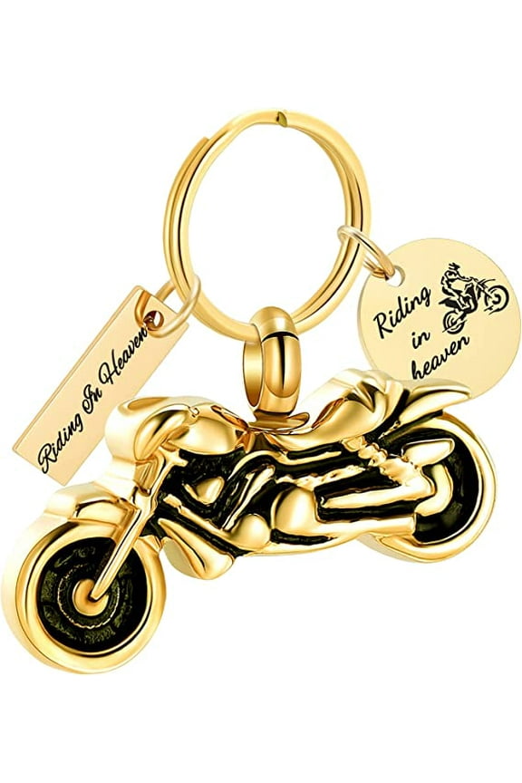 Motorcycle Cremation Urn Pendant Key chain, Stainless Steel Jewelry Memorial Ashes Keepsake Ashes Keepsake Urn Key Ring