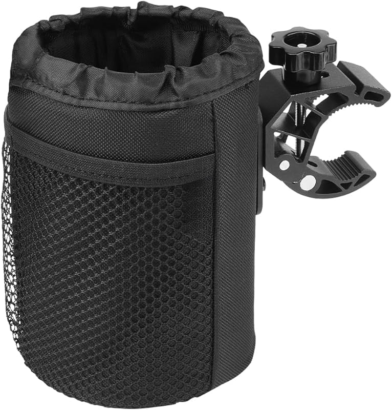 Motorcycle Cup Holder, Oxford Fabric Motorcycle Drink Holder with 0.6"-1.5" Alligator Clamp, Universal Water Bottle Cup Accessories for Bike, ATV/UTV, Scooter, Boat, Walker