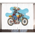 thumbnail image 1 of Ambesonne Motorcycle Curtains 2 Panel Set, Cartoon Fun Dog, 108" x 108", Multicolor, 1 of 3