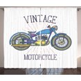 thumbnail image 1 of Motorcycle Curtains 2 Panels Set, Colorful Vintage Bike with Starburst Dashed Lines and Grunge Effect Hand Drawn, Window Drapes for Living Room Bedroom, 108W X 96L Inches, Multicolor, by Ambesonne, 1 of 3