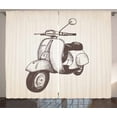 thumbnail image 1 of Ambesonne Motorcycle Curtains 2 Panel Set, Grunge Retro Bike, 108" x 90", Pale Peach Taupe, 1 of 3