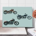 thumbnail image 1 of Motorcycle Cutting Board, Illustration of 3 Motorcycles Freedom Transport Risky Extreme Sports Theme, Decorative Tempered Glass Cutting and Serving Board, Large Size, Orange Black, by Ambesonne, 1 of 1