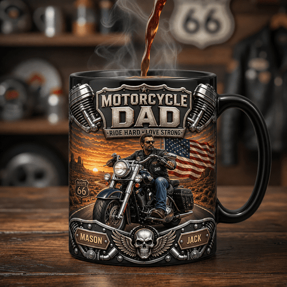 Motorcycle Dad Magic Mug Personalized Biker Father Gift for Dad Coffee Cup