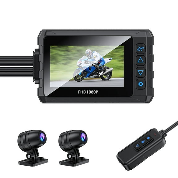 Motorcycle Dash Cam  Bigcan 1080P FHD Front and Rear Dual Camera with 3" Screen, GPS Tracking, G-Sensor, WiFi, Loop Recording & Waterproof Design