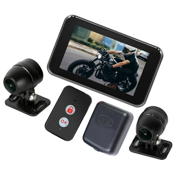 Motorcycle Dash Cam – Bigcan Camera System with GPS Track, WiFi, Waterproof Aviation Connectors & 4-Inch Touch Screen for Front and Rear Recording