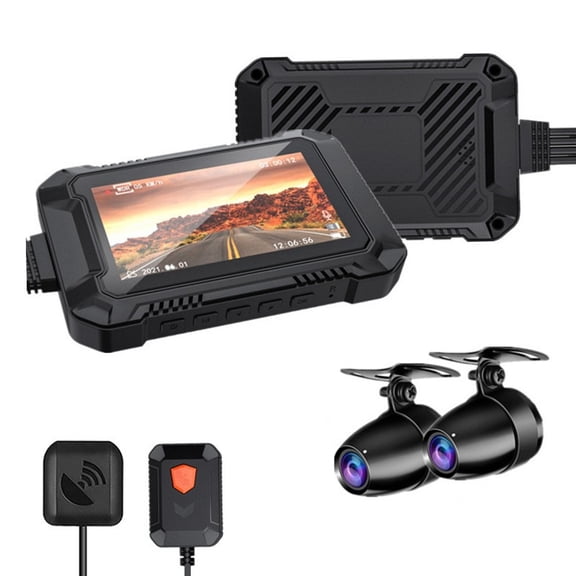 Motorcycle Dash Cam V2 HD 1080P Screenless WiFi One-Click Lock GPS Dual Recorder Motorcycle Cam