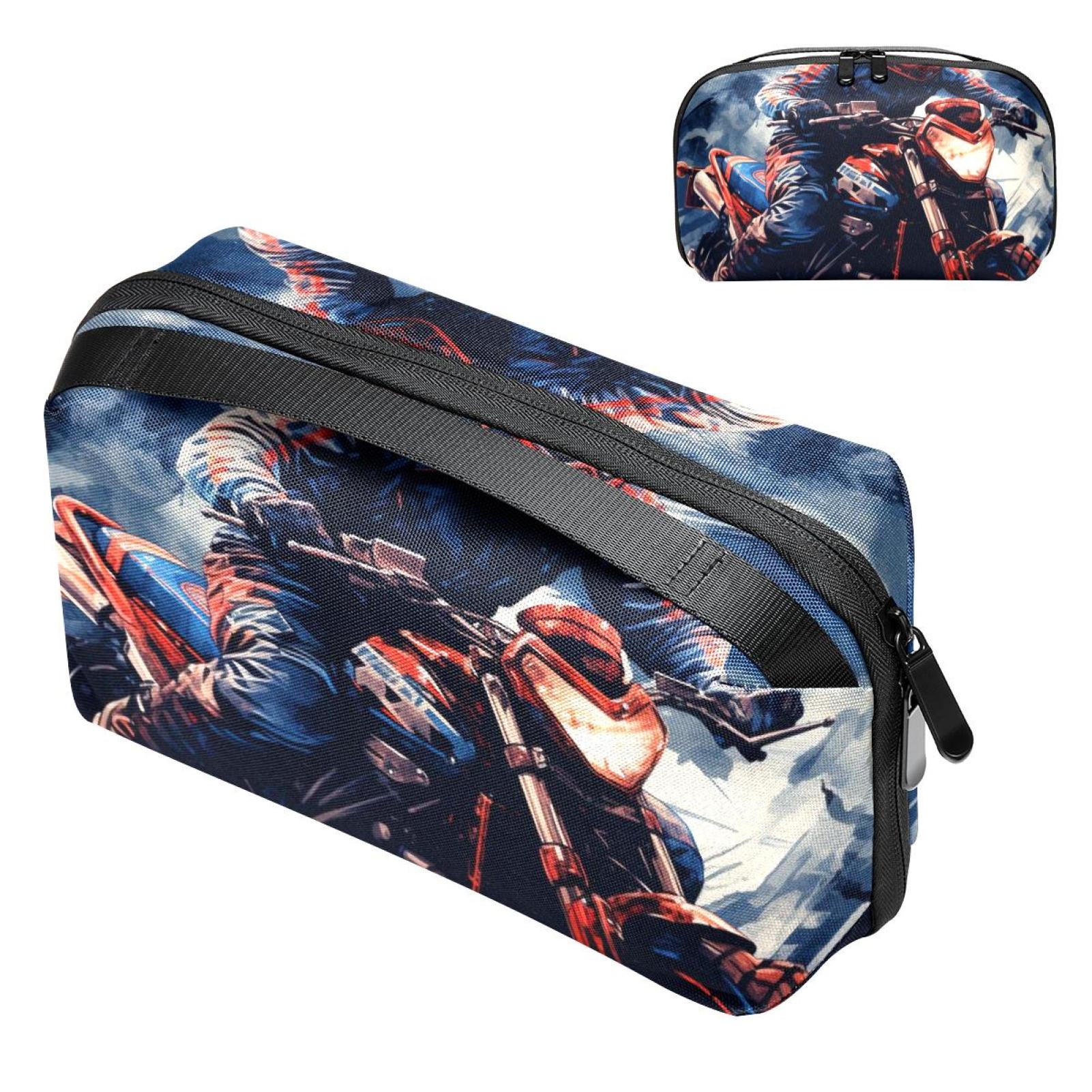 Motorcycle Digital Pouch with Oxford Cloth, Waterproof Travel Organizer and Charger Cable Storage Box, 5.9x9.44x3.14 in Digital Storage Bag Pouch