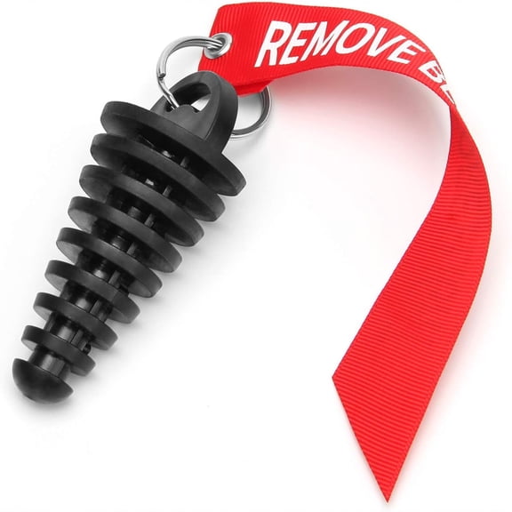 Motorcycle & Dirt Bike Exhaust Wash Plugs, 0.6"-1.5" Adjustable Rubber Silencer Plugs with Remove-Before-Flight Keychain Tags, for Motocross Vehicle Cleaning, Maintenance and