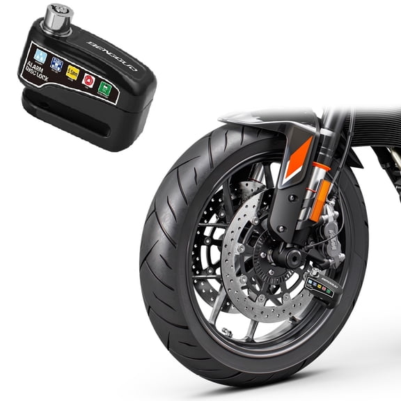 Motorcycle Disc Brake Lock with Alarm, Anti-Theft Disk Lock with 1.2m Reminder Cable, for Scooter and E-bike Security